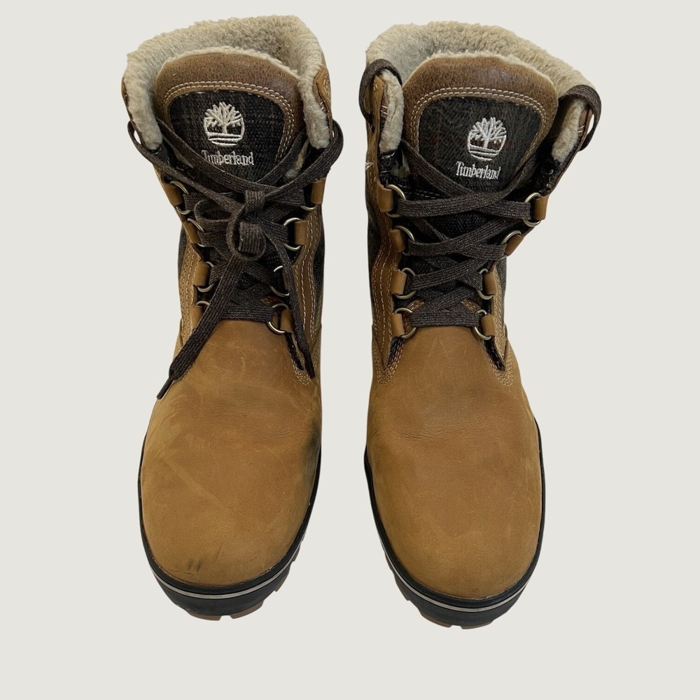 Timberland Wheat Plaid Fleece Lined Waterproof Boots Mens 11